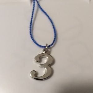 Number 3 Silver Tone Necklace Unique Good Luck